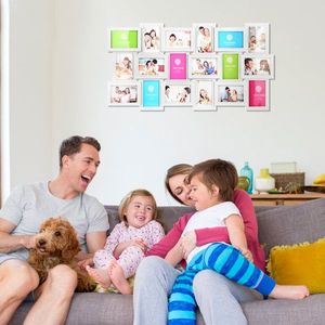 White 18-Picture Collage Frame Kit 4\" X 6\" Glass Protection Display with Wall Mounting for Gallery Home Decor Photo Display - Product Image 1