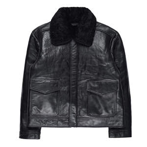 Chaqueta de Cuero Negra para Hombre con Capucha de Piel, Chaqueta de Motero con Forro Polar Cálido para Invierno, Abrigo con Capucha de Piel de Oveja Genuina Resistente - Product Image 6