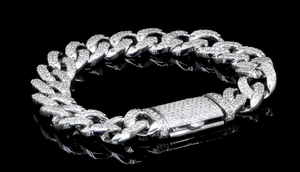 Pulsera Cubana de Diamantes Cultivados en Laboratorio para Hombre, 6.53 Quilates, Oro Blanco de 14K, Color E, HPHT VVS1 VVS2, Certificado IGI, Regalo de Lujo para Hombre, Joyería - Product Image 3