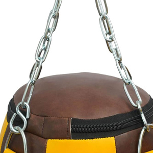 Sac d'entraînement de boxe en PU marron et jaune avec fermeture éclair pour la pratique du punching adulte - Product Image 4