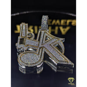 Custom <b>Initial</b> <b>Pendant</b> 925 Sterling <b>Silver</b> with Moissanite Diamond Premium Hip Hop Bling by Trisha Jewels - Product Image 4
