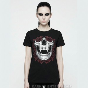 Fabricant de T-shirts personnalisés pour femmes, T-shirt graphique gothique Sablier 100% Coton, Hauts pour femmes violets, Art sanguin Memento Mori, Usine OEM - Product Image 5