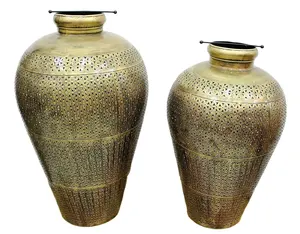 Set di vaso rotondo con taglio a stella vaso di fiori fioriera con Base per decorazione interna esterna vasi e fioriere in oro