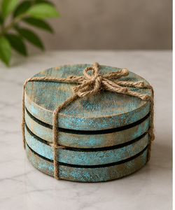 Eco Friendly Round Wooden <b>Coasters</b> Rustic Engraved <b>Drink</b> Mats Custom Cup <b>Coaster</b> Set Table Decor - Product Image 3