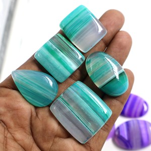 AMAN GEMS JEWELLERY Ágata Verde Natural (Cuarzo) en Forma de Cabujón, Piedras Preciosas Sueltas con Juego de Color, Varias Formas y Tamaños, Rajasthan - Product Image 3