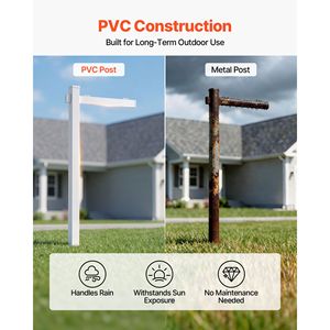 Palo per cartello da giardino per agenti immobiliari in PVC, alto 1,8 m, resistente al vento, facile da installare, contiene cartelli da 60 cm con braccio da 90 cm, lettere eleganti - Product Image 4