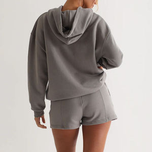 Conjunto Deportivo Casual para Mujer, Sudadera Corta con Cordón y Manga Larga de Color Sólido, Conjunto de Dos Piezas con Pantalones Joggers - Product Image 5