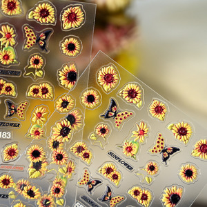 Pegatinas 5D para <span class=keywords><strong>Uñas</strong></span> con Diseño de <span class=keywords><strong>Girasol</strong></span> Amarillo, Adhesivos Acrílicos con Flores, Hojas y Mariposas, Decoración de <span class=keywords><strong>Uñas</strong></span> con Gel Grabado para Verano - Product Image 4