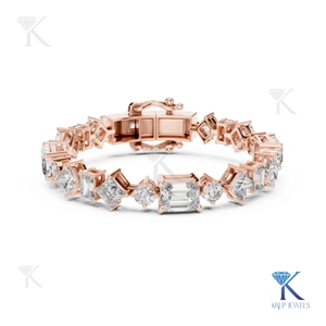 Luxury Alternating Cut Diamond Bracelet Emerald Princess Round 14K 18K <b>Solid</b> <b>Gold</b> Fine Women Jewelry Manufacturer Wholesale - Product Image 6