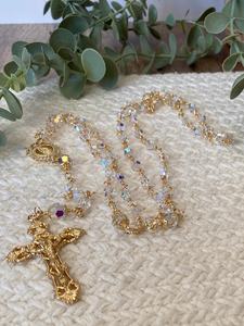 Unique Wire Wrapped Gold Crucifix Charm Lady of Guadalupe Protection Prayer Beads Rosary for First <b>Communion</b> - Product Image 5