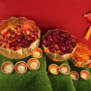 Gold Urli Bowl for Decoration Multi Uruli Bowls for Living Room Pooja Decor Housewarming Gifts - Product Image 2