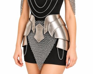 Ensemble d'armure en maille d'acier inoxydable plaqué argent, forme irrégulière, soudé, artisanat métallique de mode pour vêtements - Product Image 3
