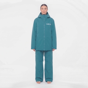Veste de ski imperméable pour femme Hawk Eye, à capuche, fermeture éclair sur le devant, logo, couleur turquoise, vêtements d'hiver pour l'extérieur - Product Image 4