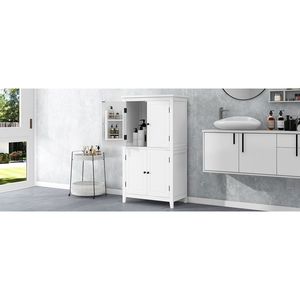Elegante Mobiletto da Bagno a 4 Ante Indipendente con Ripiani Regolabili, Unità di Stoccaggio per Bagno - Product Image 3