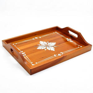 Bandeja de Madera Pulida Hecha a Mano con Incrustaciones de Madreperla, Diseño Rústico, Ecológica, para Mesa, Hogar, Servir, Regalo de Ramadán - Product Image 5