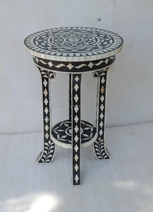 Mesa auxiliar de dormitorio con incrustaciones de hueso Floral moderna de alta calidad para uso en hoteles de granja al aire libre de la India - Product Image 2