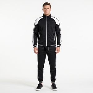 Chaqueta Deportiva Personalizada para Hombre, de Alta Calidad, en Contraste Blanco y Negro, con Bolsillos con Cremallera, Ropa Deportiva Masculina - Product Image 1