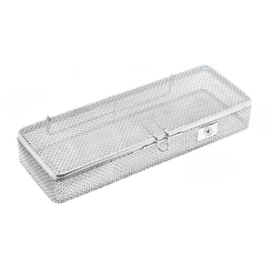 Bandeja de Esterilización Manual de Acero Inoxidable, 9" x 3" x 1", Malla Perforada, Autoclavable, Acabado Liso Pulido, Certificación CE - Product Image 1