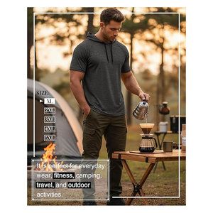 เสื้อฮู้ดแขนสั้นสำหรับผู้ชายไซส์ใหญ่และสูง เสื้อออกกำลังกายน้ำหนักเบา เสื้อสเวตเชิ้ตแบบสวมลำลองสำหรับวิ่งและออกกำลังกายในยิม - Product Image 4