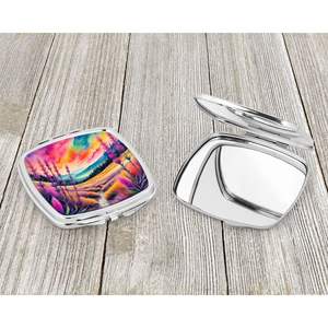 Espejo de maquillaje de viaje compacto colorido para mujer Liatris espejo decorativo de bolsillo de mano plegable regalo para niñas - Product Image 3