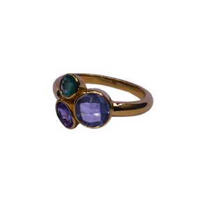 Wedding Wear 925 Sterling <b>Silver</b> Gold Plated Jewelry Blue Topaz <b>Emerald</b> Tanzanite Gemstone Women Wear <b>Ring</b> - Product Image 2