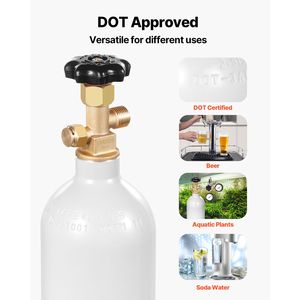 Nuova Bombola di CO2 in Lega di Alluminio da 2,5 Libbre, Grigio Chiaro, Valvola CGA320, Pressione Regolabile 150 Bar, Capacità 2L - Product Image 6
