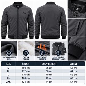 Customized Wholesale Price High Quality <b>Men's</b> Casual <b>Bomber</b> <b>Jackets</b> OEM Custom Front Canvas Waterproof Breathable Plain Dyed - Product Image 4