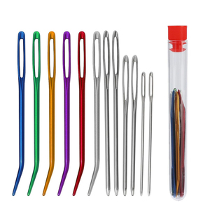 Aiguilles à extensions capillaires multicolores à pointe courbée, aiguilles à coudre anodisées pour tissage de trame, outils de rangement en tube – Approvisionnement direct usine - Product Image 1