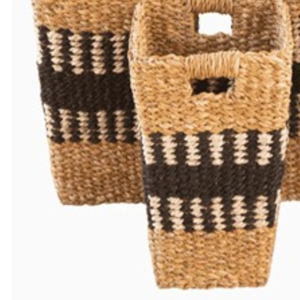 Panier de rangement pliable en jute et en herbe de mer, tissé à la main, écologique, durable, décoratif, avec poignées, lot de 3 pour la décoration de la maison - Product Image 4