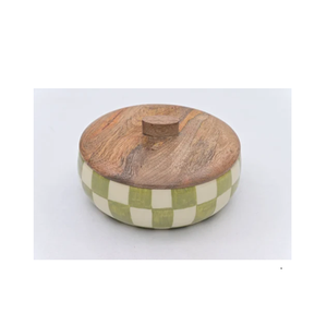 Wood Chapati <b>Box</b> with Enamel <b>Floral</b> Print Round printed design Roti Casserole for Kitchen & Dining Hot Pot Food Warmer - Product Image 1