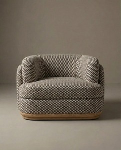 Sillón Moderno de Lujo Minimalista con Brazos Curvos y Base de Madera, Cojines Rellenos de Espuma para Sala de Estar y Escuela - Product Image 3