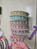 Bordure en dentelle à sequins brodée écologique, 1 pièce, polyester, couleur et largeur personnalisées, pour chaussures et sacs
