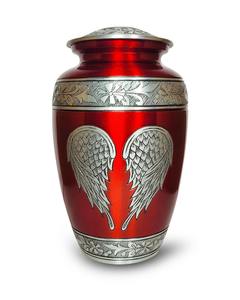 Urne funéraire en aluminium, urne pour cendres avec ailes d'ange, urne commémorative pour adulte, urne funéraire en métal pour cendres humaines, urne funéraire artisanale - Product Image 2