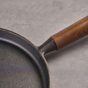 WANGYUANJI Padella per Pizza in Ghisa 20 cm, Antiaderente, con Manico in Legno per Cucina Interna ed Esterna - Product Image 3