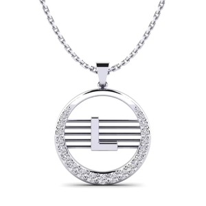 Colgante con Letra L en Plata 925, Moissanita y Cristales de Estrás, Estilo Hip Hop, Unisex, para Regalo - Product Image 1