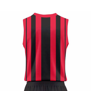<b>Men</b> Red <b>Black</b> Striped Sleeveless Soccer Jersey Set Quick Dry Polyester Athletic Wear All Seasons Adult Size - Product Image 5