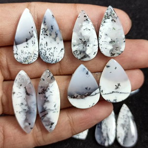 Natural Dendrite <b>Opal</b> Pairs Gemstone High Quality Customizable Shape Size Cabochon Jewelry Making Supplies Radha Arts White Gray - Product Image 1