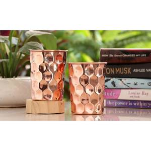Copper glass premium hydration <b>cup</b> ayurvedic health drinkware eco <b>reusable</b> durable for refined home dining use - Product Image 5