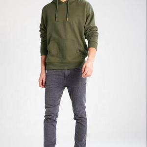 Sudadera con Capucha para Hombre, Color Verde Oliva, Algodón, Corte Regular, Estilo Casual, para Otoño, Color Sólido, BRG, Sudaderas con Capucha para Hombre - Product Image 1