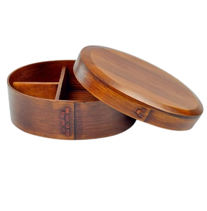 Boîte à bento en bois de bambou de qualité supérieure, forme ovale, faite à la main, boîte à lunch en bois massif, pour l'école, la maison, la cuisine - Product Image 1