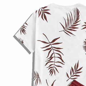 New Men's Summer Thin Quick Drying 100% Cotton Solid Sportswear Set with Short Sleeve <b>Top</b> and Sport Shorts - Product Image 2