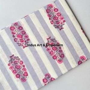 Tissu en coton imprimé traditionnel Jaipuri, coton cambriqué imprimé au bloc 60x60, tissu en coton à motifs. - Product Image 5