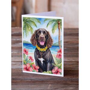 Whimsical American Water Spaniel Luau Design Paquete de 8 A7 Tamaño 5x7 Tarjetas de felicitación en blanco con sobres - Product Image 2