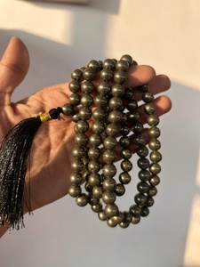 Piedra de Cristal de Pirita Pulida Natural de Alta Calidad al por Mayor, Jap Mala de 8 mm y 108 Cuentas, Ágata RAIS para Sanación y Meditación - Product Image 1