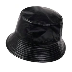 Chapeau Bob de Style Urbain en Cuir Véritable/PU de Haute Qualité, Casquette de Pêcheur à Large Bord Tendance, Unisexe, Protection Solaire Extérieure, Personnalisable - Product Image 2