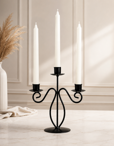 Elegant <b>Black</b> Metal 3-Arm Taper Candle Holder – Decorative Iron <b>Candelabra</b> for Dining Table, Living Room & Home Décor - Product Image 1
