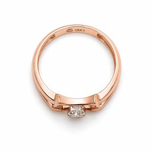 18K Gold Round Cut Diamond Solitaire <b>Ring</b> <b>for</b> <b>Men</b> Modern Geometric Band Two Tone Design Polished Finish Wedding Party - Product Image 4