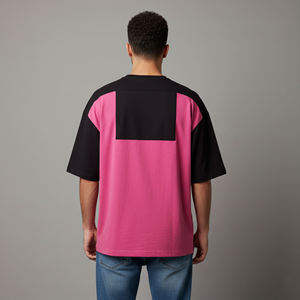 T-shirts pour hommes de haute qualité, écologiques, 100% coton, logo imprimé numérique personnalisé, bicolore, surdimensionnés, respirants, épaules tombantes, OEM - Product Image 2