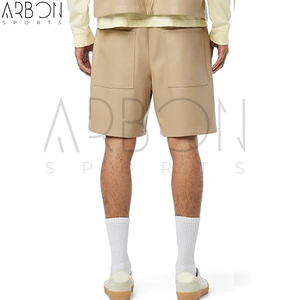 Pantalones Cortos de Piel de Oveja Genuina para Hombre, Color Beige, con Cordón Ajustable en la Cintura, Estilo Casual, Holgados, para Verano, Ropa Urbana - Product Image 3