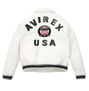 Veste en cuir Avirex blanche de haute qualité pour homme, prix de gros, vestes bomber en cuir avec un design unique, couleur unie, fermeture éclair - Product Image 2